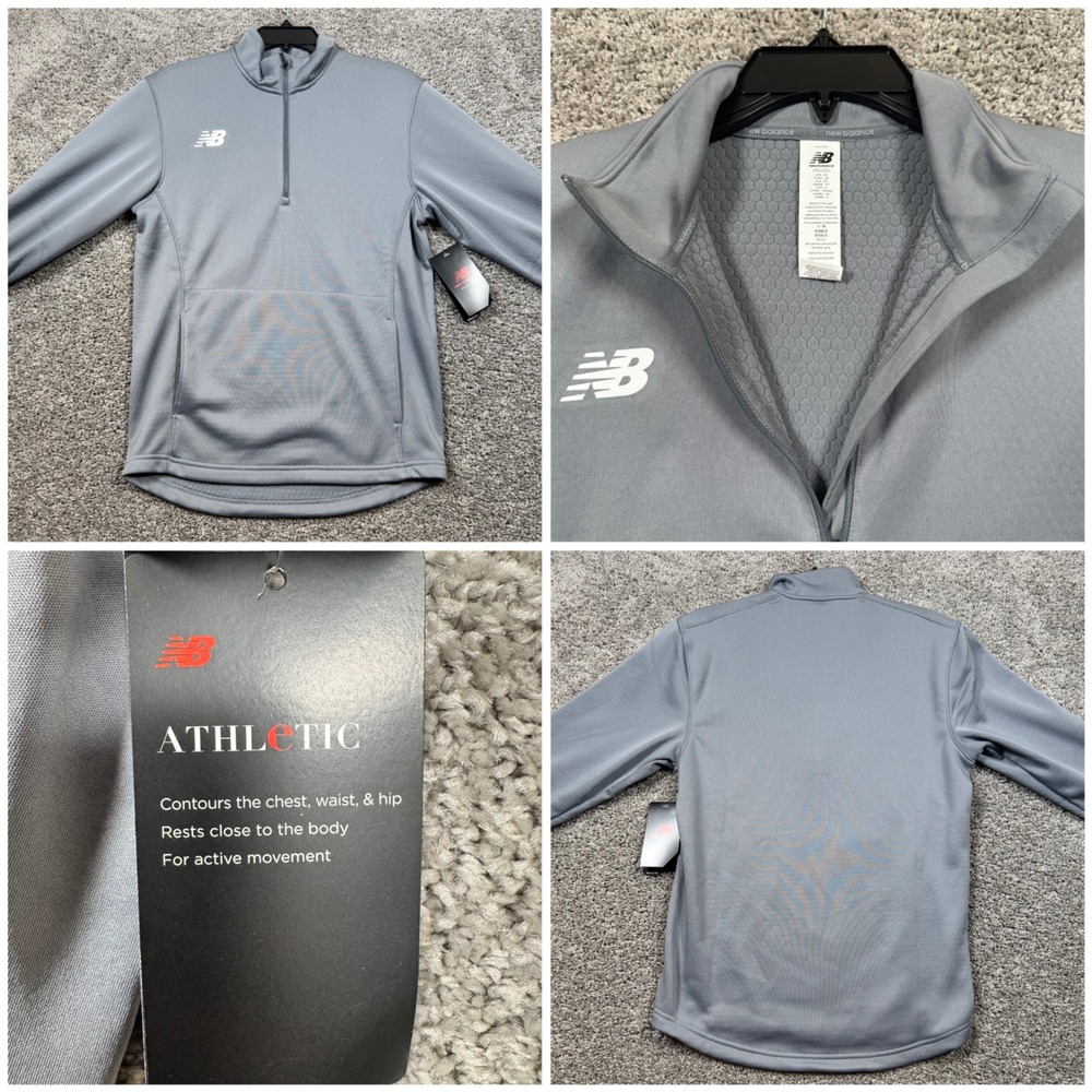 New Balance Team Thermal Half Zip Pullover Mens Heather Grey XS NEW